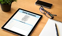 A dental insurance form on a tablet