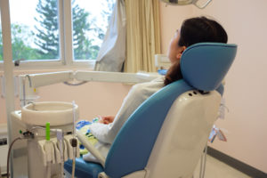 woman relaxing in the dental chair