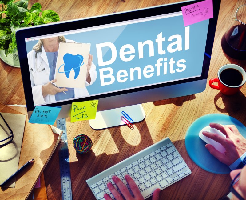 digital image of computer and words dental benefits